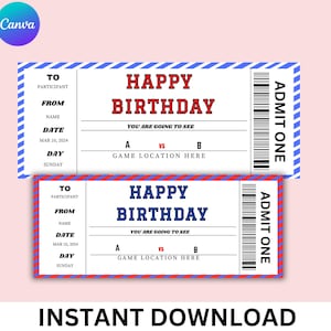 Baseball Game Ticket Geschenkvorlage, Baseball Geschenkgutschein Geburtstagsgeschenkkarte, Baseball Saison Surprise Ticket druckbare Gutschein