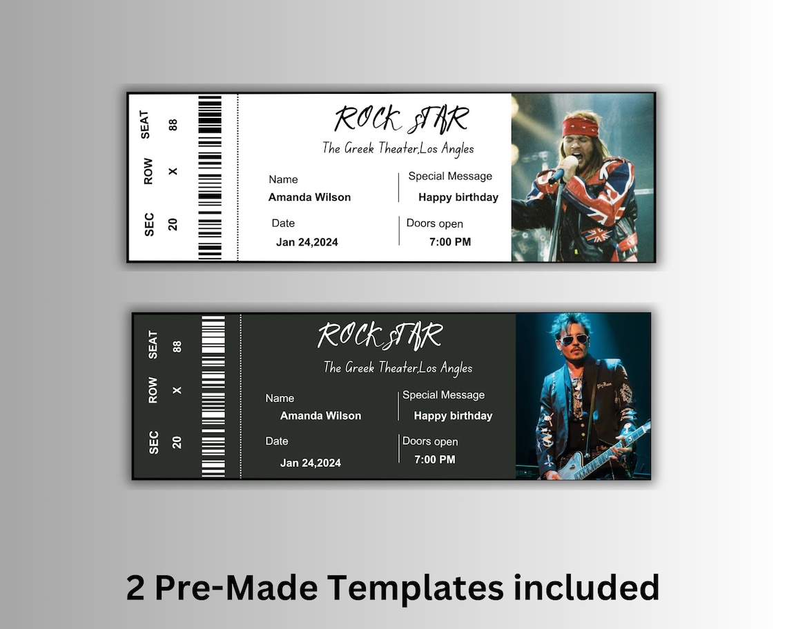 Editable Concert Ticket Template, DIY Event Ticket, Custom Concert ...