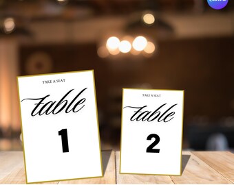 Seating Chart Table Number Card, Elegant Seating Table Number Cards, Seating Chart Cards Template, Editable in , Minimalistic