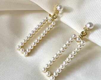3 Styles Shape pearl Design Drop Clip On Earrings, Clip On Earrings, Earrings, non-pierced ears, Clip on Drop & Dangle earrings