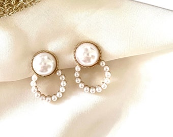 Pearl Drop Clip On Earrings, Clip On Earrings, Earrings, non-pierced ears, Clip on Drop earrings