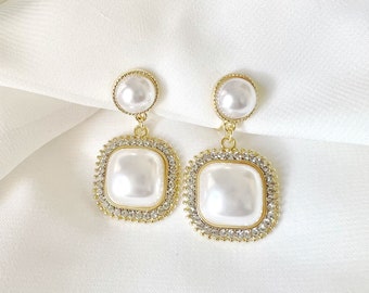 Elegant Pearl Drop Clip On Earrings, Clip On Earrings, Earrings, non-pierced ears, Clip on Drop & Dangle earrings, Bridal Earrings