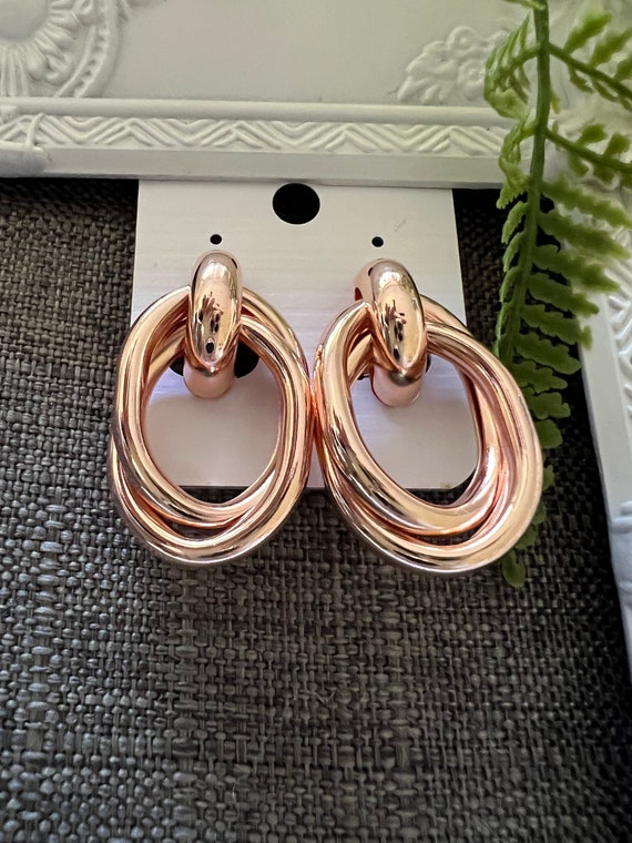 3 Different Colours Gold Rose Gold Silver Circle Decor Clip on Earrings Australia Non pierced Ears Clip on Drop Dangle Earring Etsy
