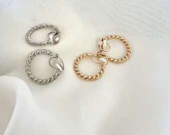 2 Different Colours Simple Minimalist Gold and Silver colours Clip On Hoop Earrings, non-pierced ears, Clip on earrings