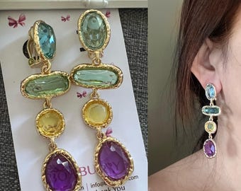 Multicolor Resin dangle Clip-On Earrings Earrings for Non Pierced Ears