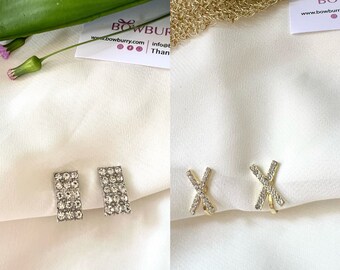 2 Styles Zirconia Letter  Clip On Earrings, Clip On Earrings, Earrings, non-pierced ears, Earrings, Clip on Drop & Dangle earrings