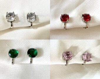 4 Different Colours ZIRCONIA 8MM Clip On EarringsClip On Earrings, Earrings, non-pierced ears, Earrings, Clip on earrings