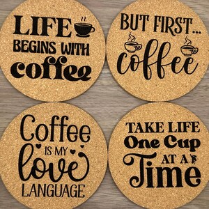 Coffee Lovers Cork Coaster Set of 4