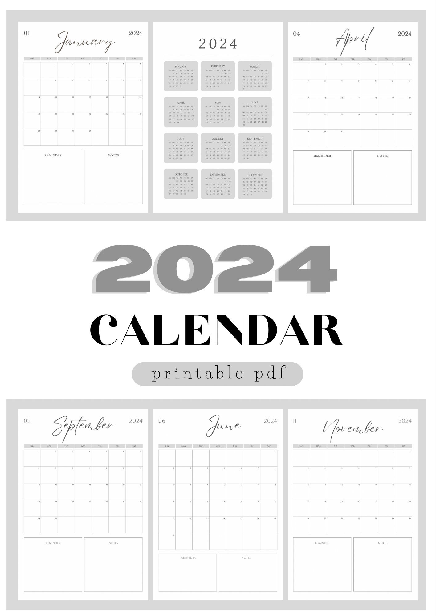 Digital Calendar 2024 A4 Portrait Monthly Calendar Wall Calendar 2024