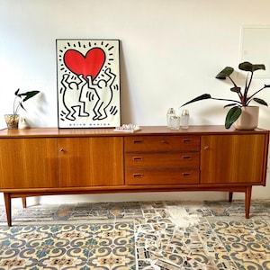 Vintage Bartels Teak Sideboard | 1960s Mid Century Modern Credenza | Danish style sideboard | Germany | 210cm