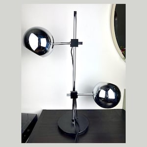 Vintage Space Age Table Lamp | Mid Century Table Lamp | Adjustable Chrome Globe Spotlights | 70s Design Inspired by Goffredo Reggiani