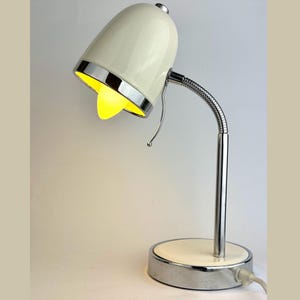 Vintage Space Age Lamp | White 1970s Table Lamp| Chrome, Flexarm, Atomic Style, Mid Century Modern Design