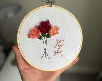 Embroidered florals “You go girl”
