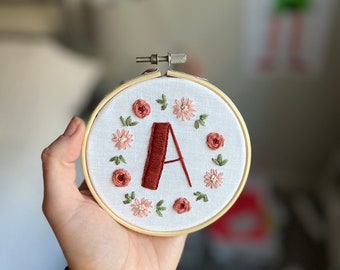 Embroidered floral letter- customizable