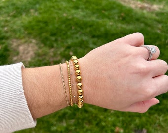 7mm 18k Gold Filled Beaded Bracelet