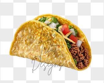 Hard Taco Clipart | Realistic Food Illustration | 300 DPI PNG and JPG | Digital Clipart | Printable Design | Scrapbook, Stickers, Crafts