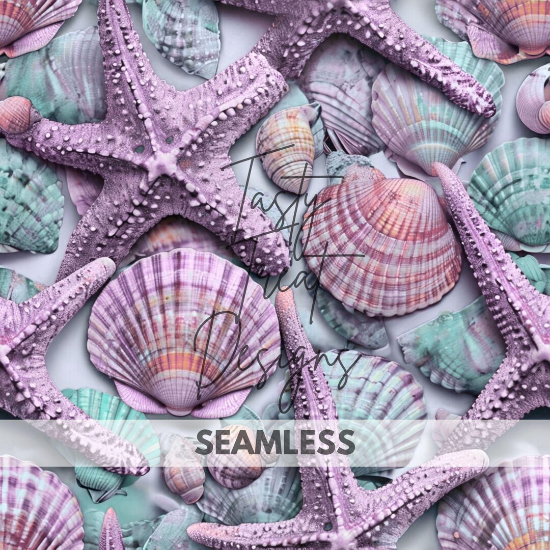 Pastel Seashell Seamless Pattern | 12x12 Inch | 300 DPI | Digital Paper ...