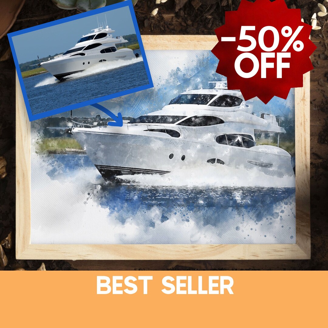 Custom Boat Painting, Custom Boat Drawing, Personalized Watercolor Boat Sketch, Yacht Portrait