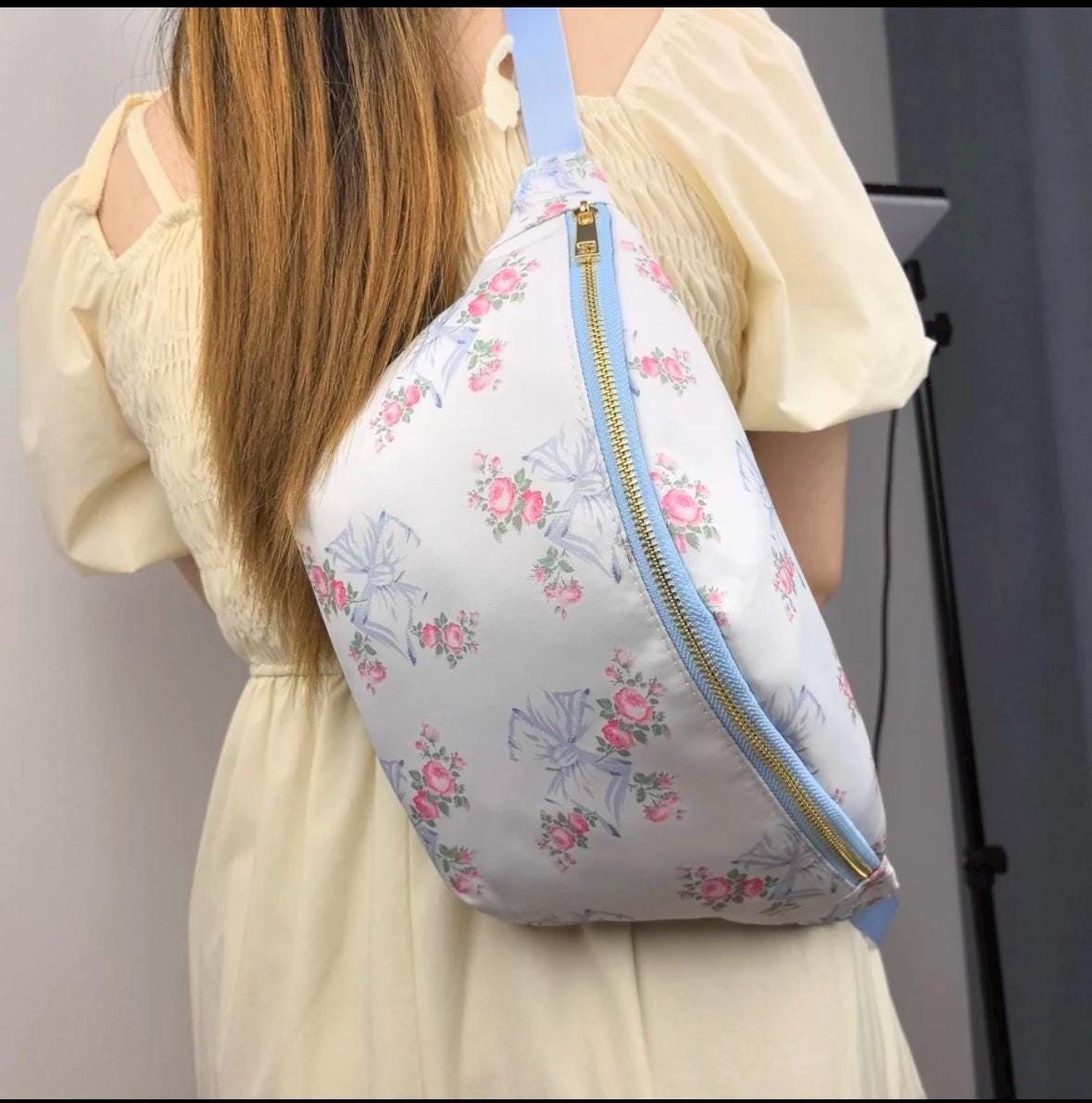 Coquette Belt Bag | Large Custom Crossbody Bag | Personalized Letter Fanny Pack with Bow | Custom Banana Bag