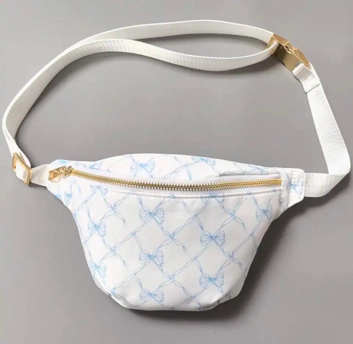Coquette Belt Bag | Large Custom Crossbody Bag | Personalized Letter Fanny Pack with Bow | Custom Banana Bag