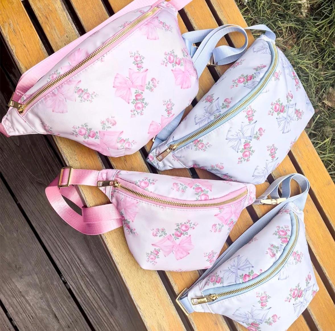 Coquette Belt Bag | Large Custom Crossbody Bag | Personalized Letter Fanny Pack with Bow | Custom Banana Bag