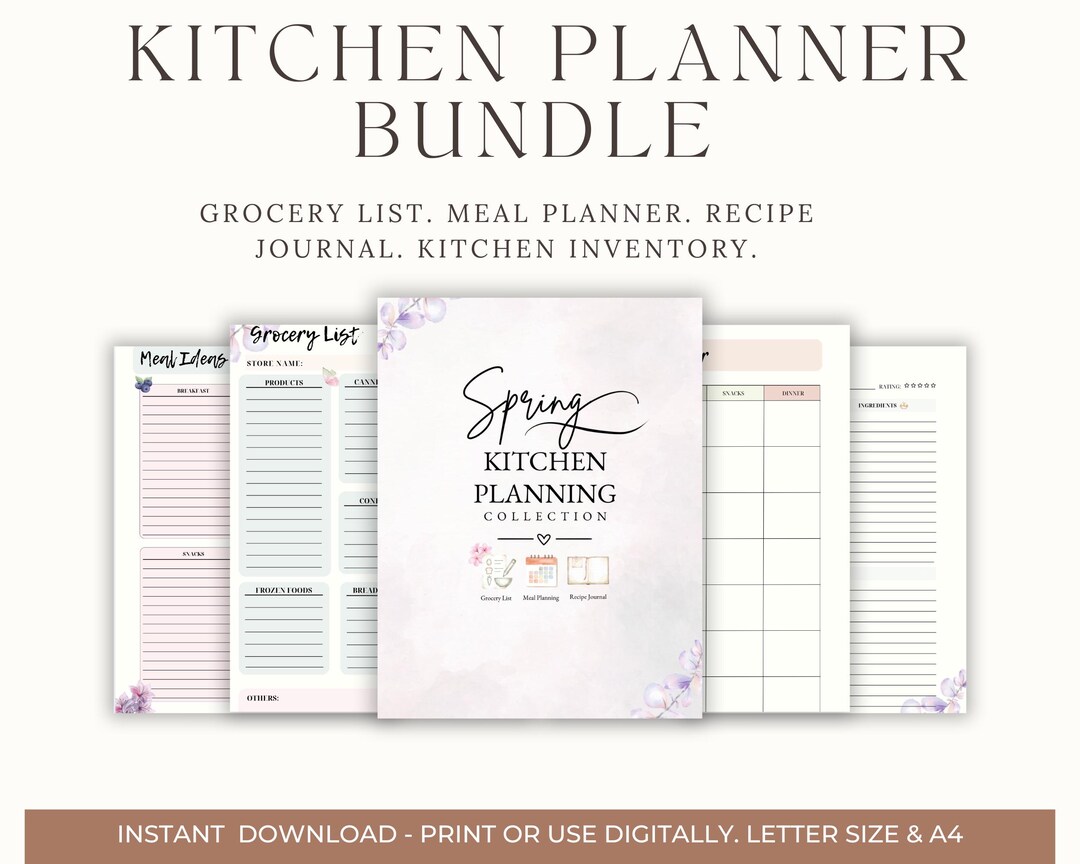 Kitchen Planner Bundle | Grocery List, Kitchen Inventory, Recipe ...