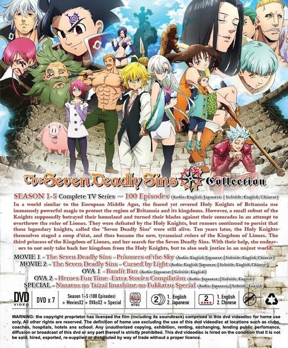 The Seven Deadly Sins Complete TV Series Season 1 5 2movie 2OVA SP Anime DVD English Subtitle All Region Express Shipping Etsy Australia