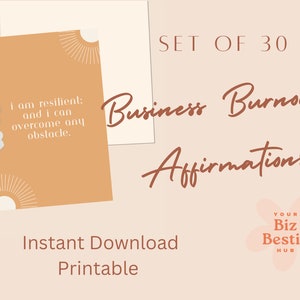 Business Burnout Affirmation Cards, INSTANT DOWNLOAD, PRINTABLE, minimaliste, positif, petite entreprise, mlm, girl boss, entrepreneur