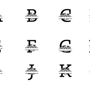 Prosty kwiatowy monogram z rozcięciem