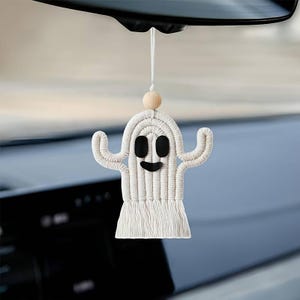Car Hanging Crochet Ghost | Halloween Ghost Car Accessories | Rear View Mirror Accessories |  Car Hanging Ornament | Halloween Gift |