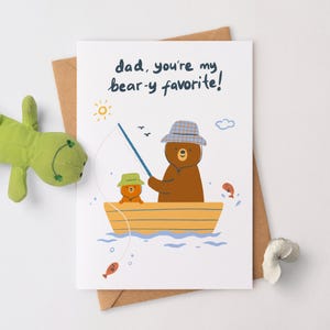 Vatertag karten für Kinder lustiger Bär Papa Karte von Kinder erste Vatertag digitale Karte DIY Grußkarte für Kinder Angeln Papa