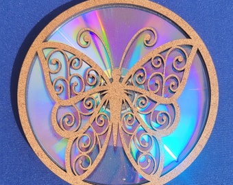 Laser Cut Butterfly Suncatcher SVG File – Repurposed CD Reflector (Digital File)