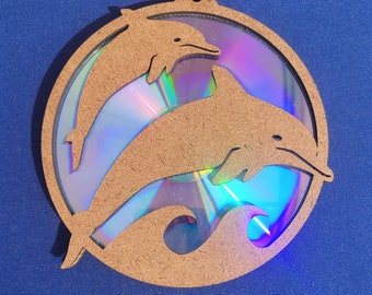 Dolphin Suncatcher SVG File – Recycled CD Laser Cut Design (Digital File)