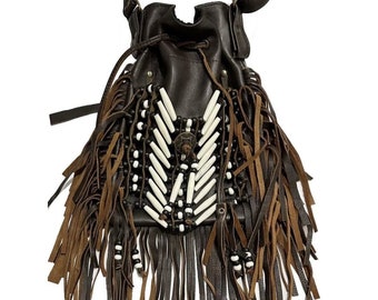 Brown Ladies Bohemian Cowgirl Western Vintage Style Classy Fringe Purse Genuine Leather Bag Medium Shoulder Crossbody