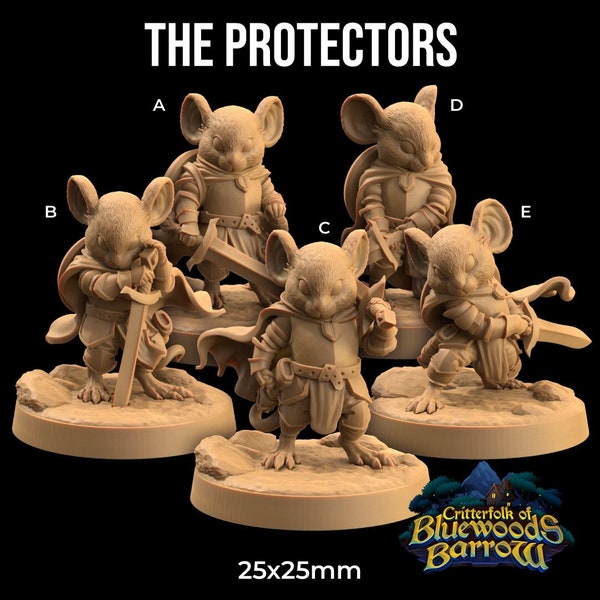 Mousling Knight Miniatures | The Protectors by Dragon Trappers Lodge | Critterfolk of Bluewoods Barrow | Resin Printed Fantasy Gaming Model