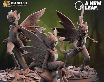 Fairy Miniatures | Syldi, Feral Faeries by DM Stash | 32/75 mm | A New Leaf | Fantasy TTRPG and Display Model