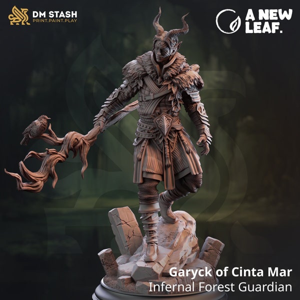 Druid Tiefling Miniature | Garyck of Cinta Mar by DM Stash | Infernal Forest Guardian | 32/75 mm | A New Leaf | TTRPG and Display Model
