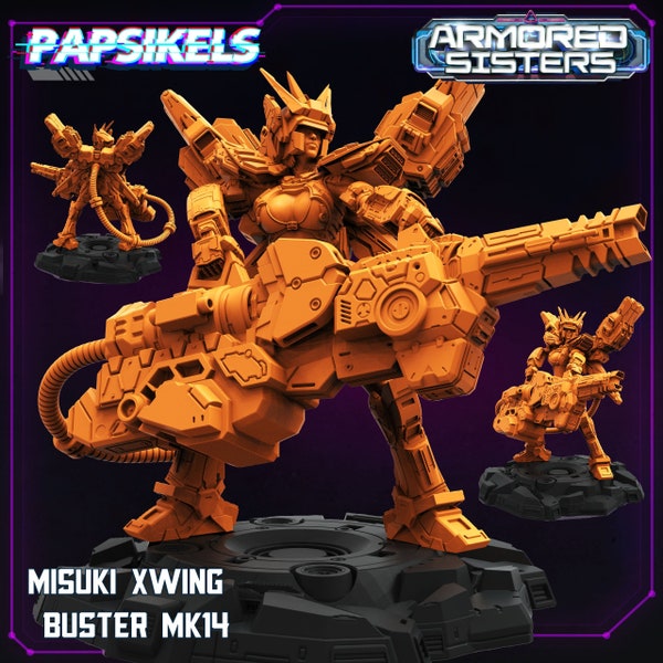 Misuki X Wing Buster Mk 14 | Armored Sisters | Papsikels Miniatures | 32/75 mm Resin Gaming/Display Model