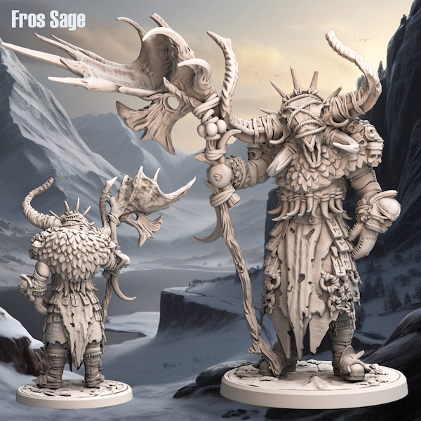 Shaman Miniature | Frost Sage by Monolith Arts | Frost Tribe | 32 mm | 3D Printed Resin TTRPG and Display Model