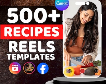 500 Healthy Recipes Reels Templates: Food Videos (Digital Download)