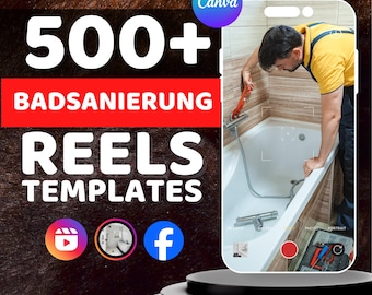 Bathroom Renovation Reels | German Version | TikTok, Instagram & Facebook | Canva Templates | Digital Download