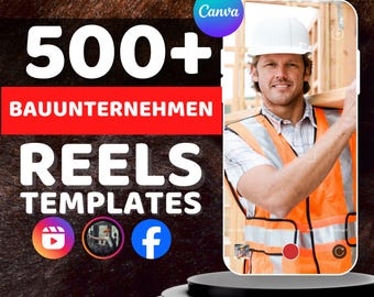 Construction Reels | German Version | TikTok, Instagram & Facebook | Canva Templates | Digital Download