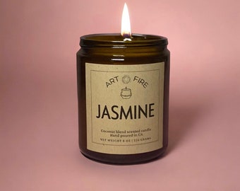 Jasmine  | Soy & Coconut Wax Candle | Hand-Poured | Scented Candle | Gift