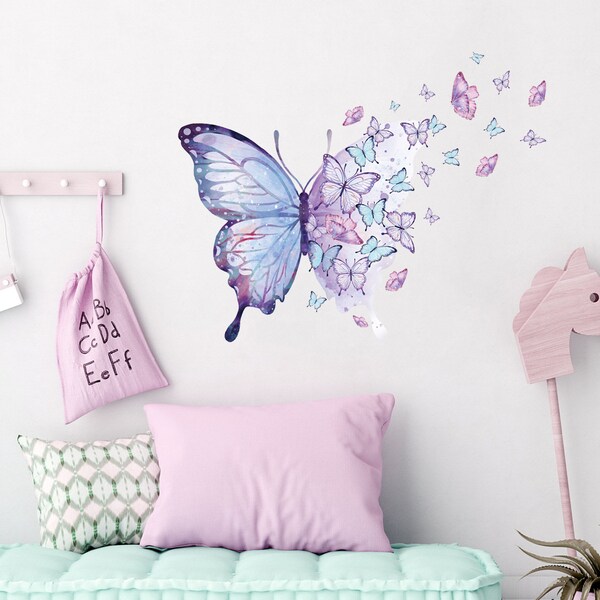 Peel and Stick Whimsical Cute Purple Butterfly Wall Stickers Deco-Pop Arts decorative stickers Vibrant Purple Room Wall Accents