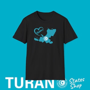 T-shirt Türkistan Map Turan Design, mode Türkistan, Carte des nations turques, Carte turque, Turan Map Design, Türk devletleri, Turan ordusu