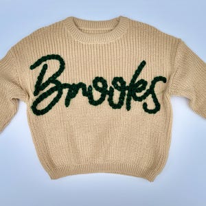 Personalized Baby Name Sweater | Birth Announcement | Embroidered Children Sweater | Knit Toddler Sweater | Custom Baby Gift