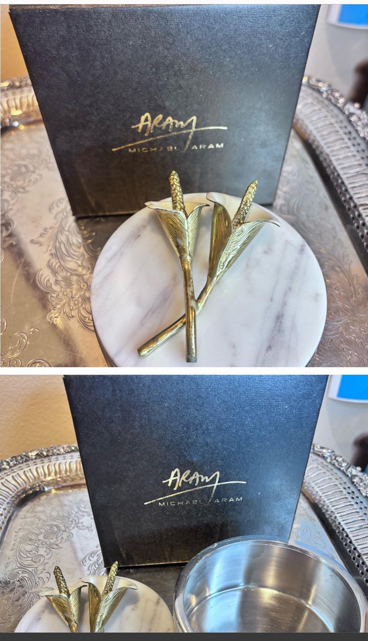 新品 Michael Aram ゴールドオーキッド 箱付 New Leaves Ginkgo Double Compartment Dish – Michael Aram