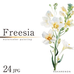 Freesia Watercolor Digital Material Set