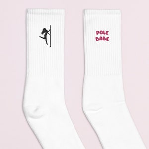 Embroidered pole dance socks, pole babe socks, pole dance socks, pole dance wear, pole dance clothes, pole dance costume, pole dancing socks