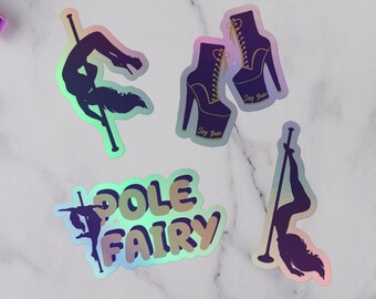Pole Dance holographische Aufkleber, Pole Dance Aufkleber, Pole Dance Etiketten, Pole Dance Geschenk, Pole Dance Papier, Pole Dance
